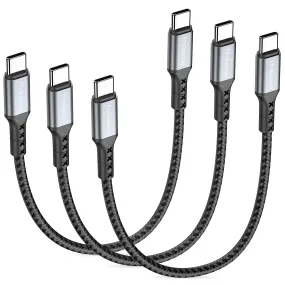 12inch Short USB C to C Cable, 3Pack 1FT 65W USB C to USB C Charger Cable PD Fast Charging Type C to Type C Cord Braided for Samsung Galaxy S23 S22 S21, for iPhone 15 Pro/15 Pro Max, iPad Pro