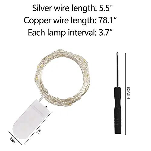 20 LED 6.5ft Fairy String Lights - Battery Operated - Waterproof - Warm White - 12 Pack