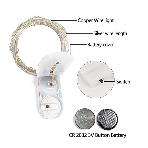 20 LED 6.5ft Fairy String Lights - Battery Operated - Waterproof - Warm White - 12 Pack