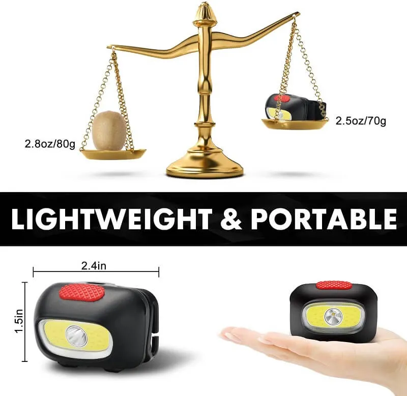 300 Lumens COB & LED Battery Headlamp with 6 x AAA Batteries 2Pack