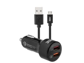 3sixT Car Charger 5.4A   Micro USB Cable 1m - Black
