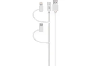 3sixT Multi-tip USB-C Lightning Micro USB Cable - 1m - White
