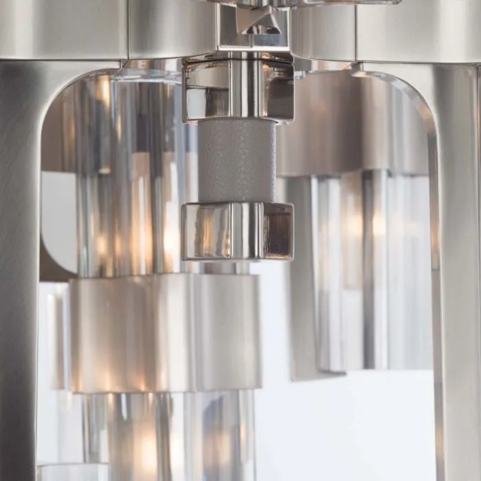 40 Light High-End Italian Chandelier With Grey Leather Trim