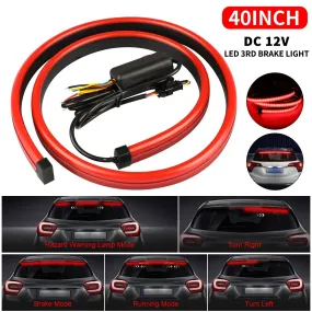 40" inch LED 3rd Stop Brake Tail Light Strip Bar Turn Signal Windshield Warning
