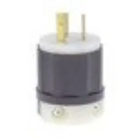 4570C Leviton Locking Plug, 15 Amp, 250 Volt, Industrial Grade, Black & White