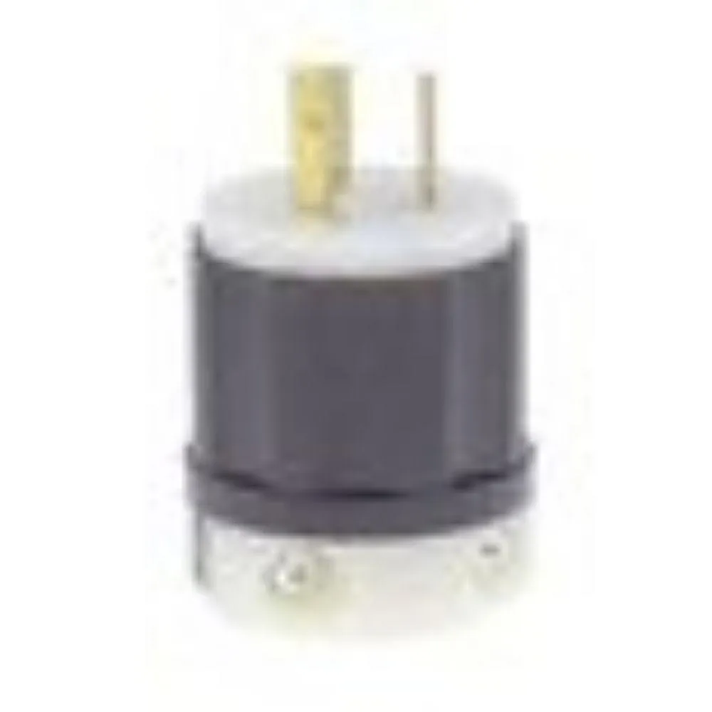 4570C Leviton Locking Plug, 15 Amp, 250 Volt, Industrial Grade, Black & White