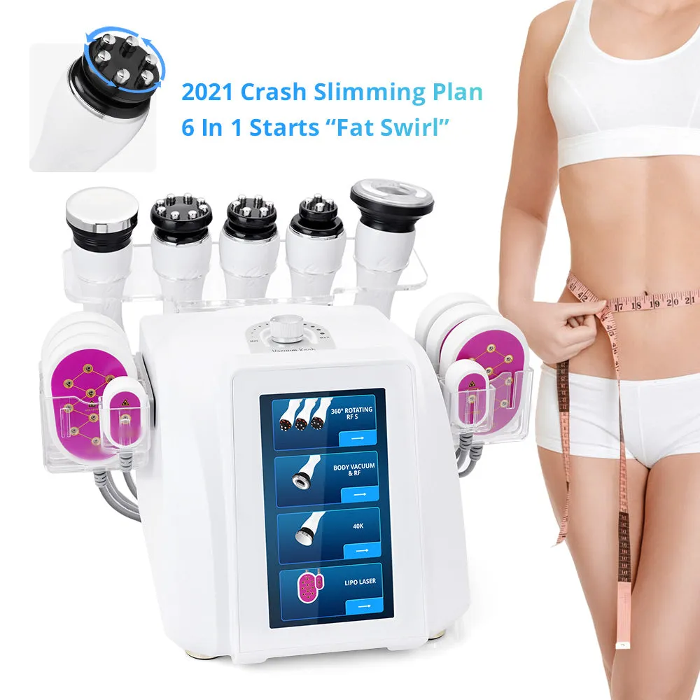 6 In 1 Ultrasonic Cavitation Vacuum 360° Automatic Rotary Radio Frequency Lipo Laser Body Slimming  Machine
