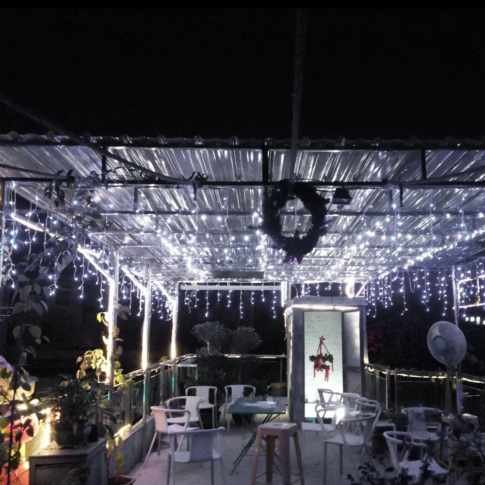 8 Modes Curtain Icicle Lights 16.4x2 Foot 150LED with Memory Function Starry Fairy Lights for Indoor Outdoor Fair Garden Patio Party Decor with Waterproof and UL Safety Standard