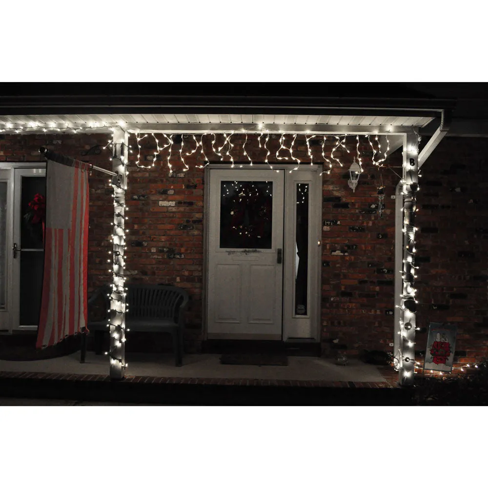 8 Modes Curtain Icicle Lights 16.4x2 Foot 150LED with Memory Function Starry Fairy Lights for Indoor Outdoor Fair Garden Patio Party Decor with Waterproof and UL Safety Standard