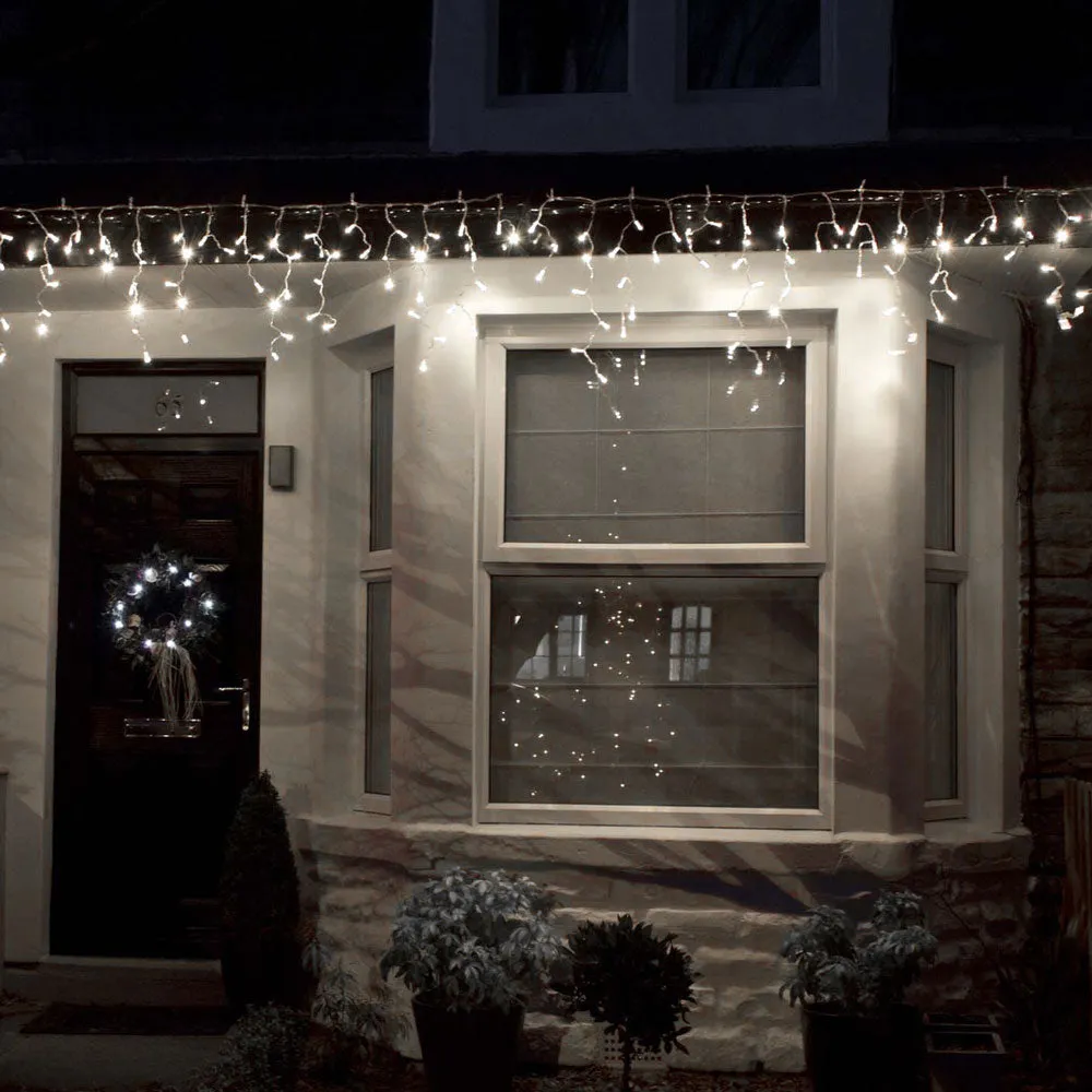 8 Modes Curtain Icicle Lights 16.4x2 Foot 150LED with Memory Function Starry Fairy Lights for Indoor Outdoor Fair Garden Patio Party Decor with Waterproof and UL Safety Standard