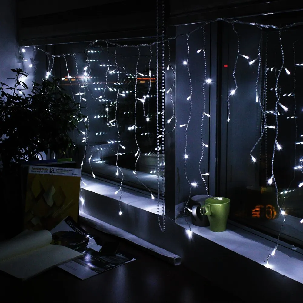 8 Modes Curtain Icicle Lights 16.4x2 Foot 150LED with Memory Function Starry Fairy Lights for Indoor Outdoor Fair Garden Patio Party Decor with Waterproof and UL Safety Standard