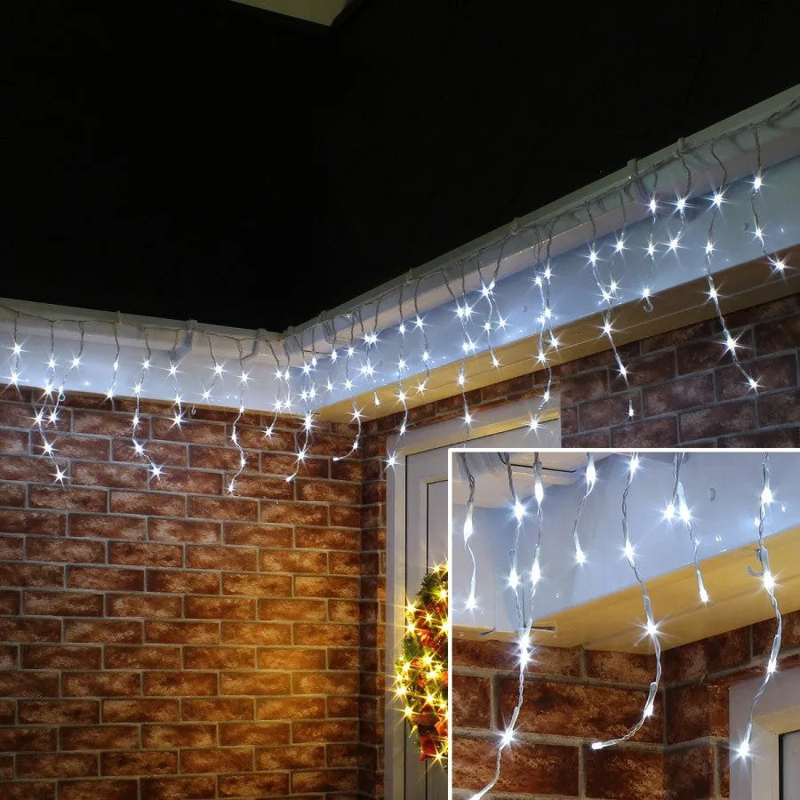 8 Modes Curtain Icicle Lights 16.4x2 Foot 150LED with Memory Function Starry Fairy Lights for Indoor Outdoor Fair Garden Patio Party Decor with Waterproof and UL Safety Standard