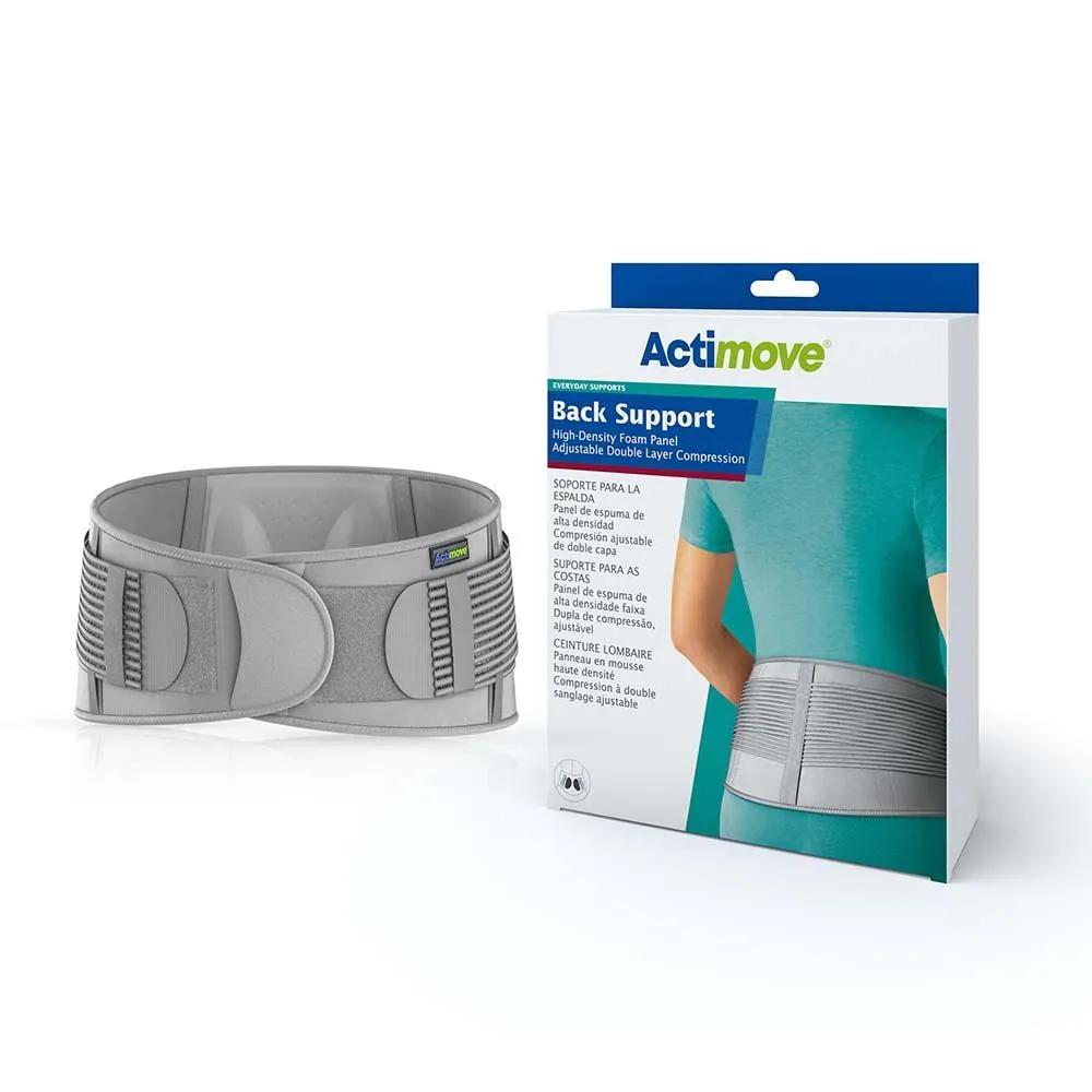 Actimove Everyday Supports Back Support, High-Density Foam Panel, Adjustable, Double Layer Compression, Gray