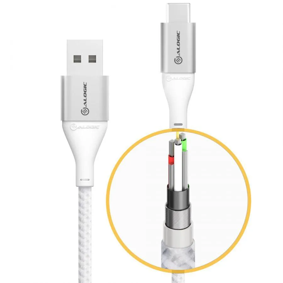ALOGIC Super Ultra USB 2.0 USB-C to USB-C Cable - 5A|480Mbps - Silver - 3m (ULCC203-SLV)