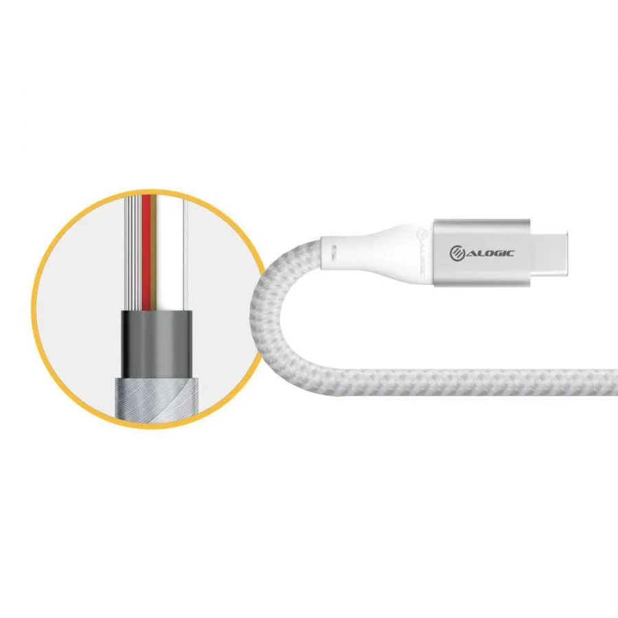 ALOGIC Super Ultra USB 2.0 USB-C to USB-C Cable - 5A|480Mbps - Silver - 3m (ULCC203-SLV)