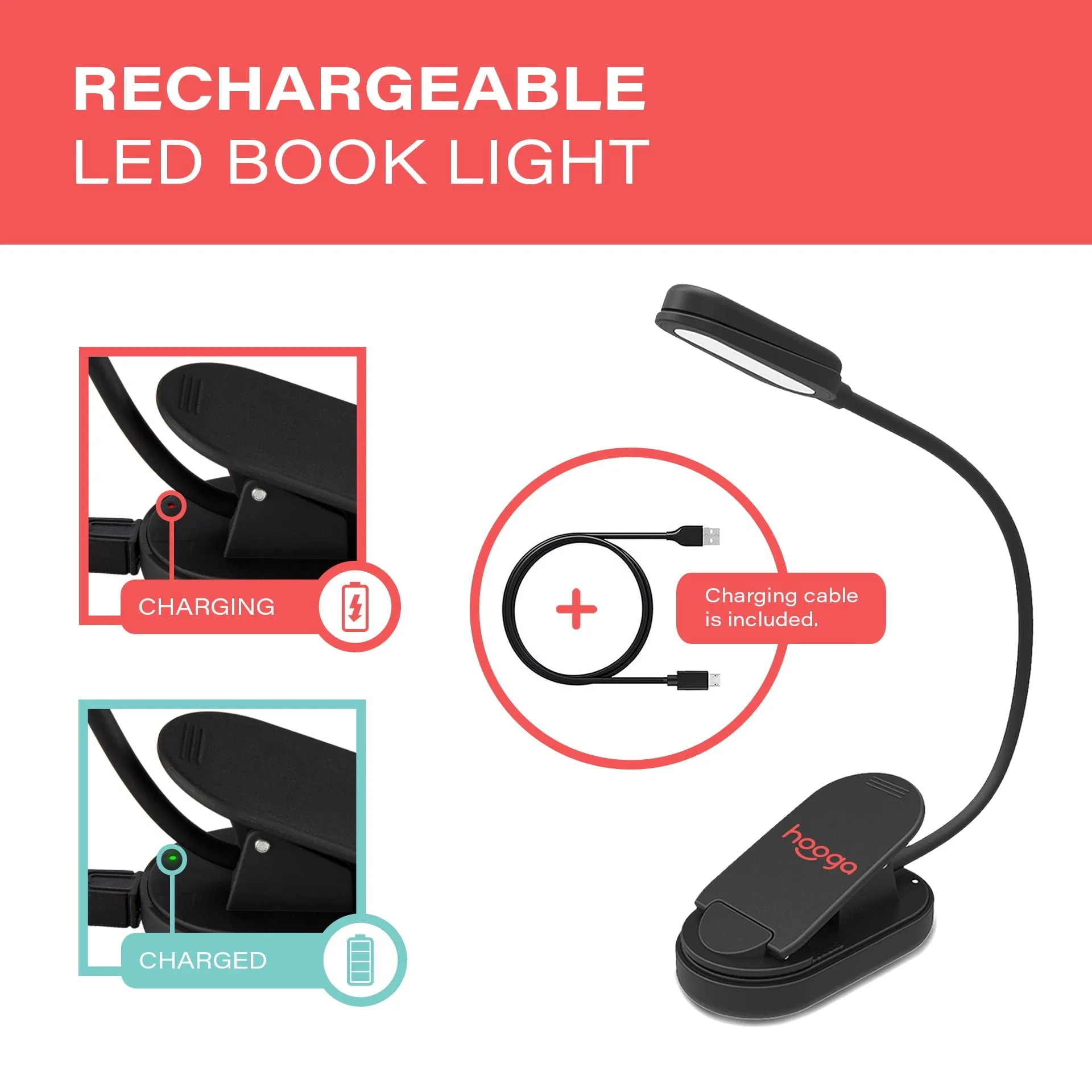 Amber and White Clip-On Book Light