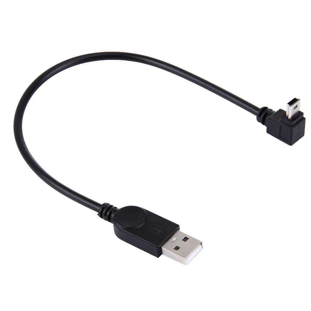 AMZER® 28 cm 90 Degree Angle Elbow Mini USB to USB Data / Charging Cable - Black