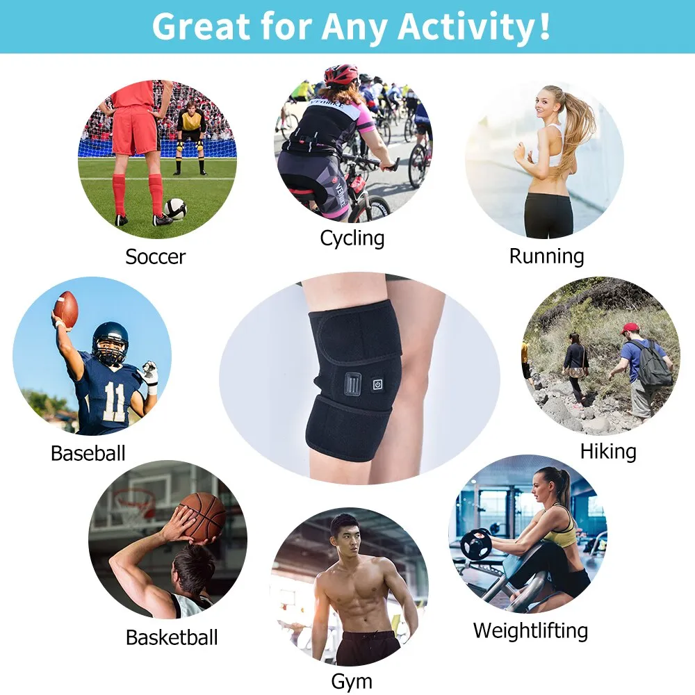 Arthritis Relieve Knee Pain Belt  3 Heating Gear Electric Knee Protection Heating Massager Pads Therapy Adjustable Brace Support