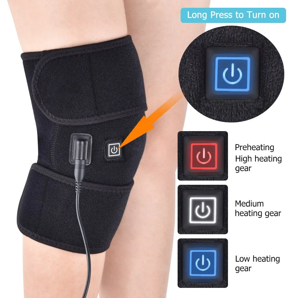 Arthritis Relieve Knee Pain Belt  3 Heating Gear Electric Knee Protection Heating Massager Pads Therapy Adjustable Brace Support