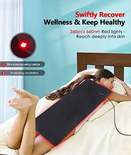 Astarexin Red Light Therapy Pad for Body, 180W LED Red & Infrared Light Device Mat with 660nm & 850nm Wavelengths for Waist Back Shoulder Muscle Pain Relief