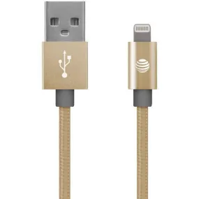 AT&T SC03B-LGT-GLD Braided USB to Lightning Charge & Sync Cable, 4ft (Gold)