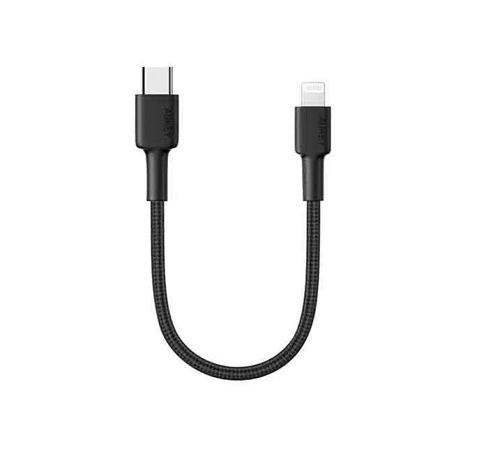 Aukey CB-CL12 Impulse MFI Braided Nylon 18cm USB-C to Lightning Cable (Black)