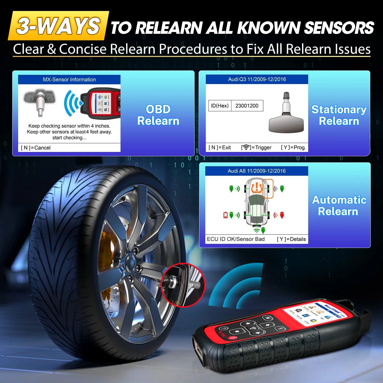Autel MaxiTPMS TS508WF KIT TPMS Programming Tool, 2024 Upgraded WiFi Ver. of TS508K TS508 TS501 TS601 w/ $120 4PCS 315MHz 433MHz Autel MX-Sensor, Full TPMS Activate Relearn Diagnostic Scan Tool