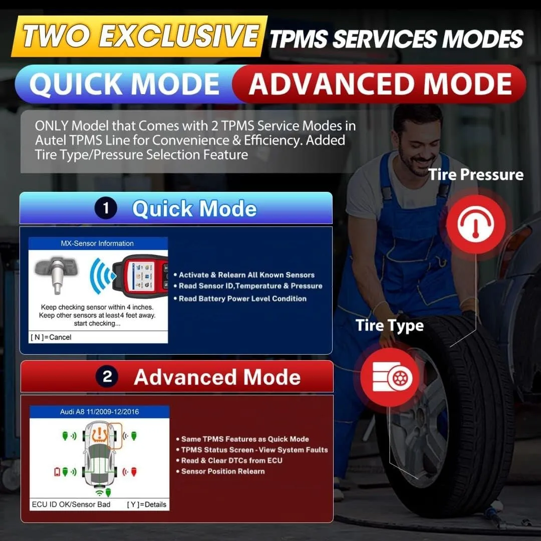 Autel MaxiTPMS TS508WF KIT TPMS Programming Tool, 2024 Upgraded WiFi Ver. of TS508K TS508 TS501 TS601 w/ $120 4PCS 315MHz 433MHz Autel MX-Sensor, Full TPMS Activate Relearn Diagnostic Scan Tool