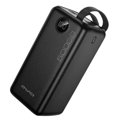 Awei Powerful Power Bank Spare External Battery Fast Charge With Led Digital Display 50000mAh