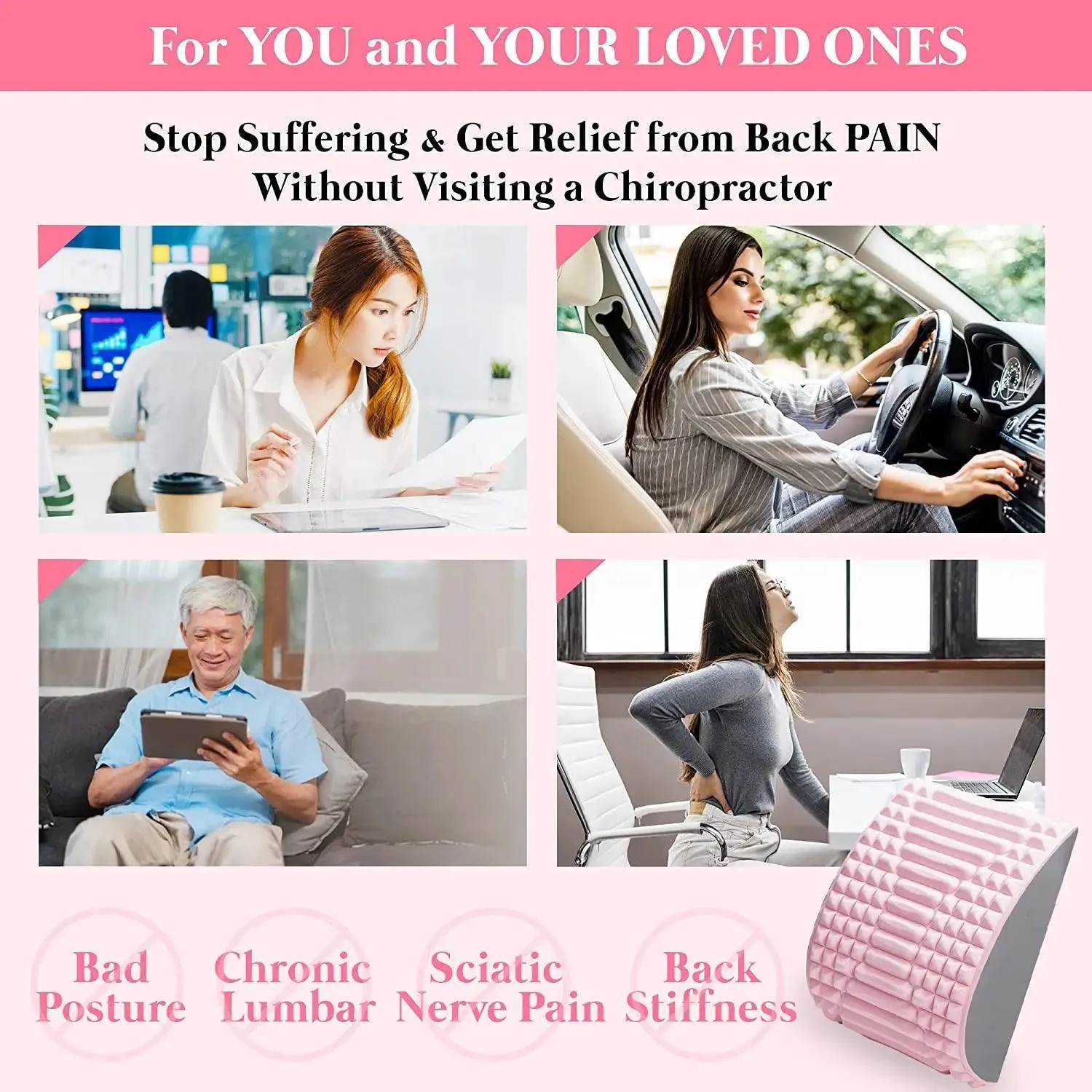 Back Pain Relief Pillow: Correct Posture, Spine Alignment, Chronic Pain Relief