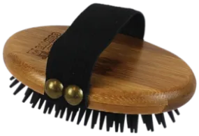 Bamboo Groom Curry Brush With Rubber Bristles