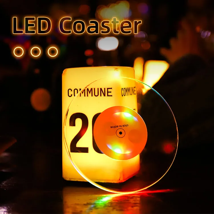 Barware Party Favor Stickers Transparent LED Coasters(50Pack)