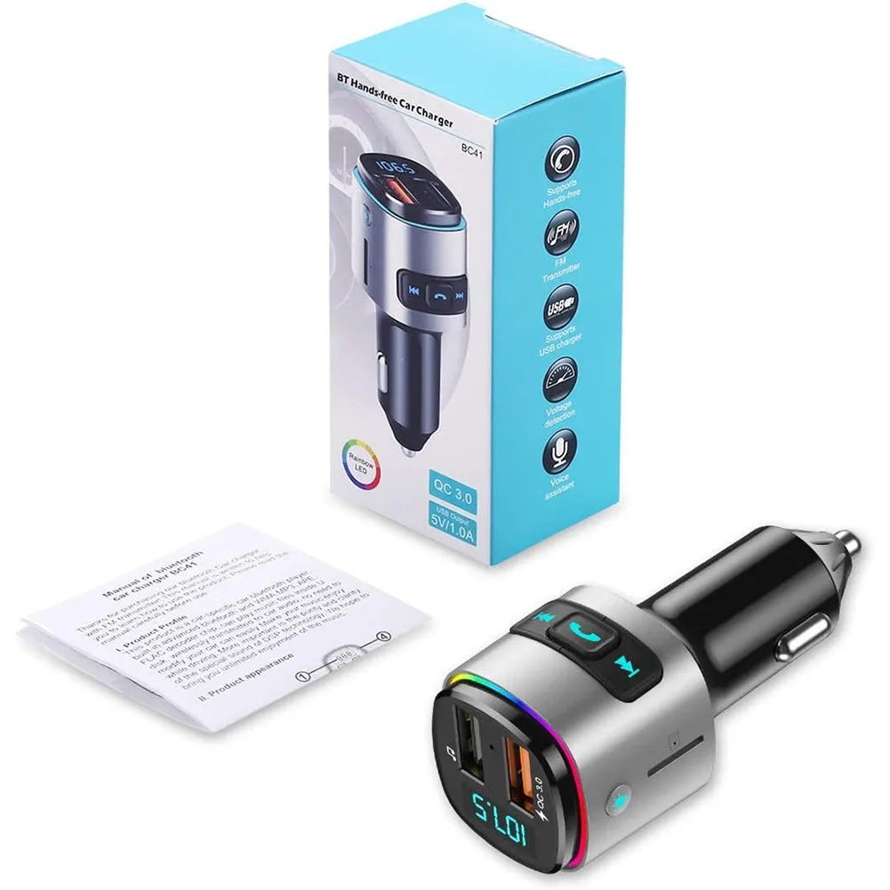 Bc41 Car Fm Transmitter Bluetooth MP3 Player Charger Cigarette