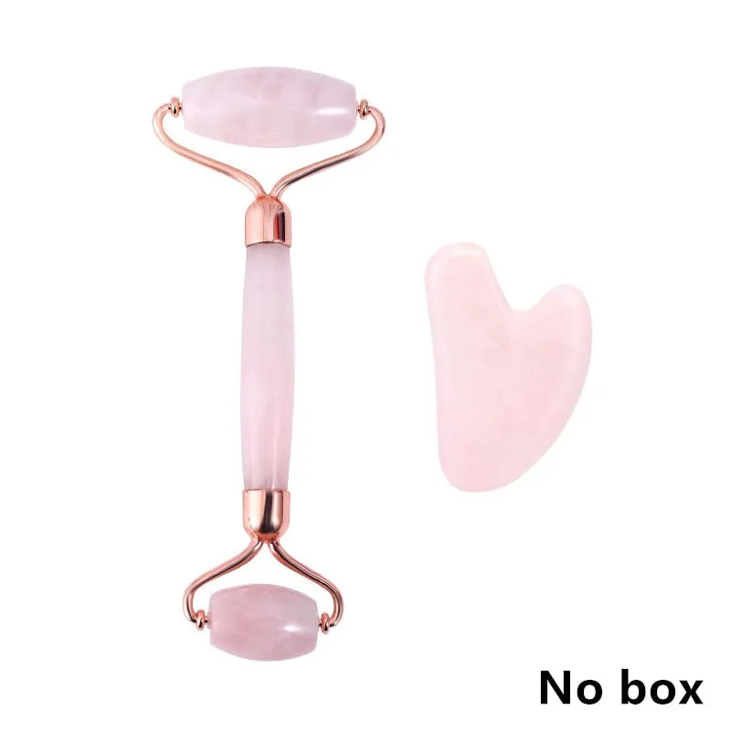 Beauty Rose Quartz Roller Massager Tool Natural Stone