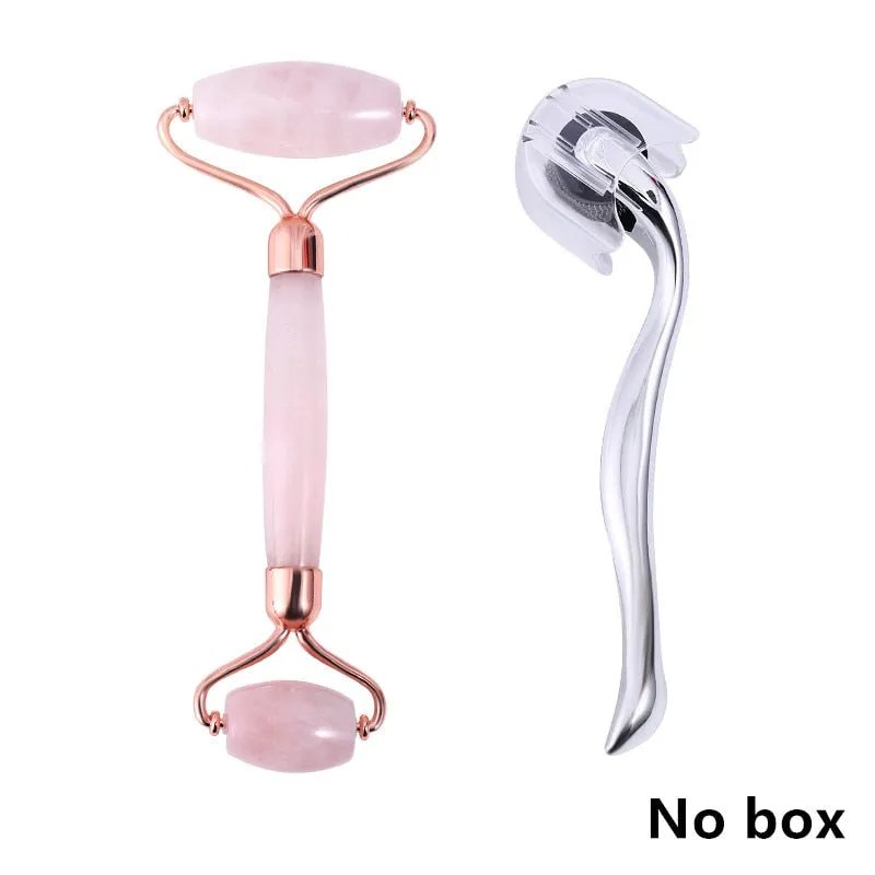 Beauty Rose Quartz Roller Massager Tool Natural Stone