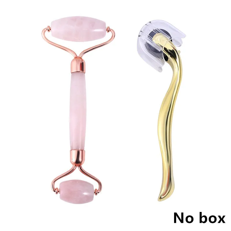 Beauty Rose Quartz Roller Massager Tool Natural Stone