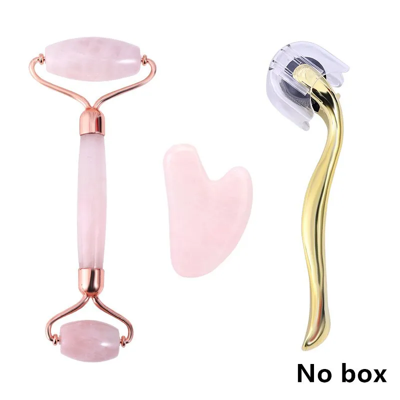 Beauty Rose Quartz Roller Massager Tool Natural Stone