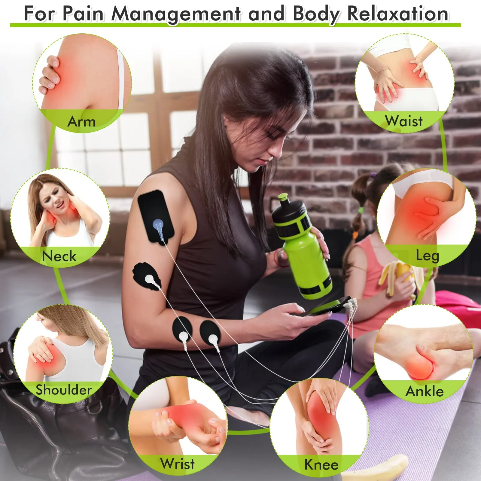 Belifu Independent Dual Channel TENS EMS Unit with 24 Modes, Rechargeable Muscle Stimulator for Pain Relief with 20 Levels Intensity, Electric Pulse Massager TENS Machine with Back Clip 10 Pads.