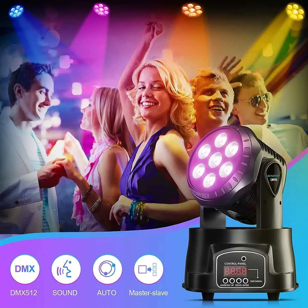 Betopper LM70SR 7x8W RGBW Moving Head Lights Clearance