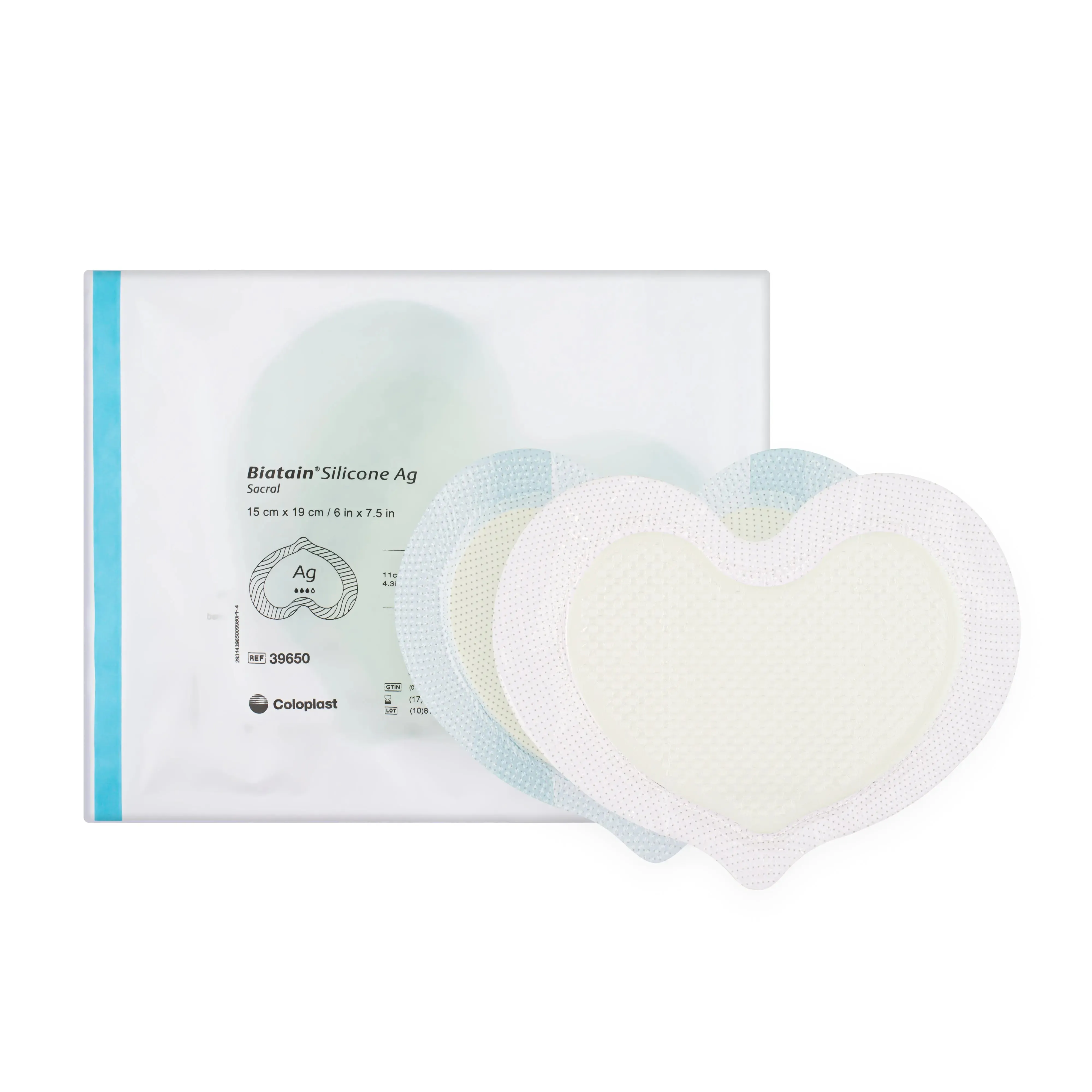 Biatain Silicone Ag Border Dressing (Sacral) (15cm x 19cm) (x5)