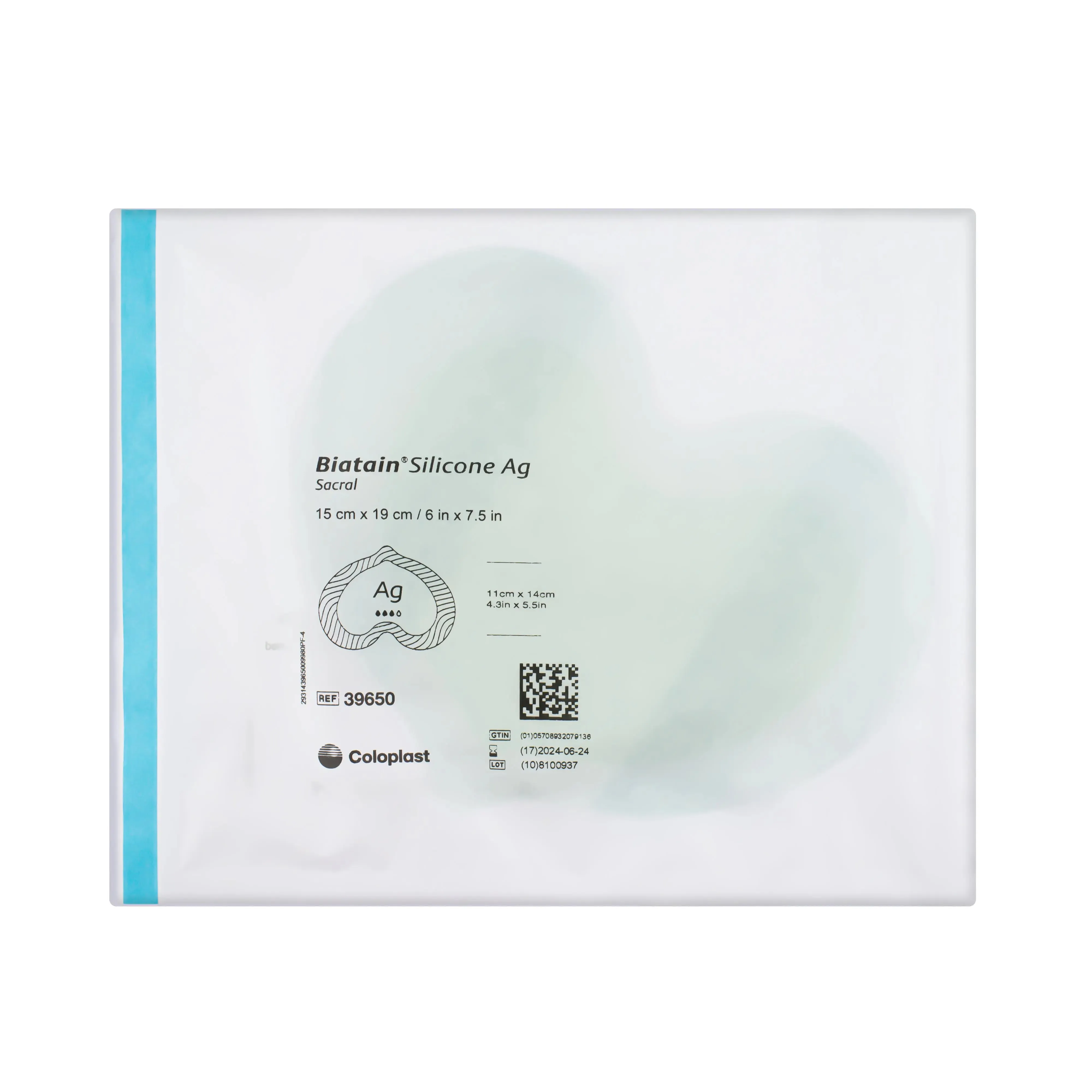Biatain Silicone Ag Border Dressing (Sacral) (15cm x 19cm) (x5)
