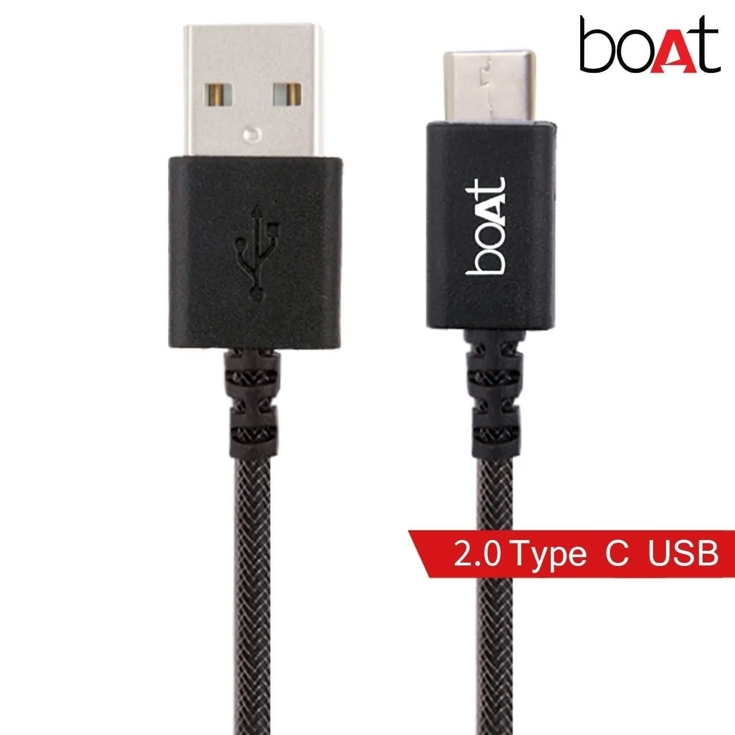 boAt A400 USB Type-C to USB-A 2.0 Male Data Cable, 2 Meter