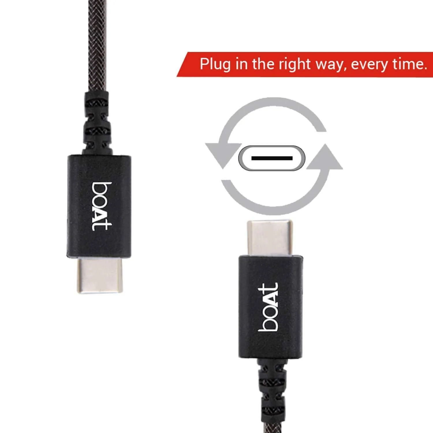 boAt A400 USB Type-C to USB-A 2.0 Male Data Cable, 2 Meter