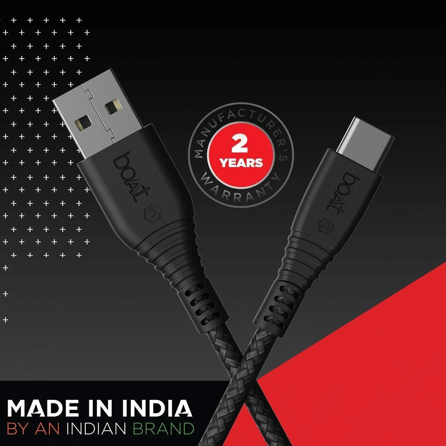 boAt A400 USB Type-C to USB-A 2.0 Male Data Cable, 2 Meter