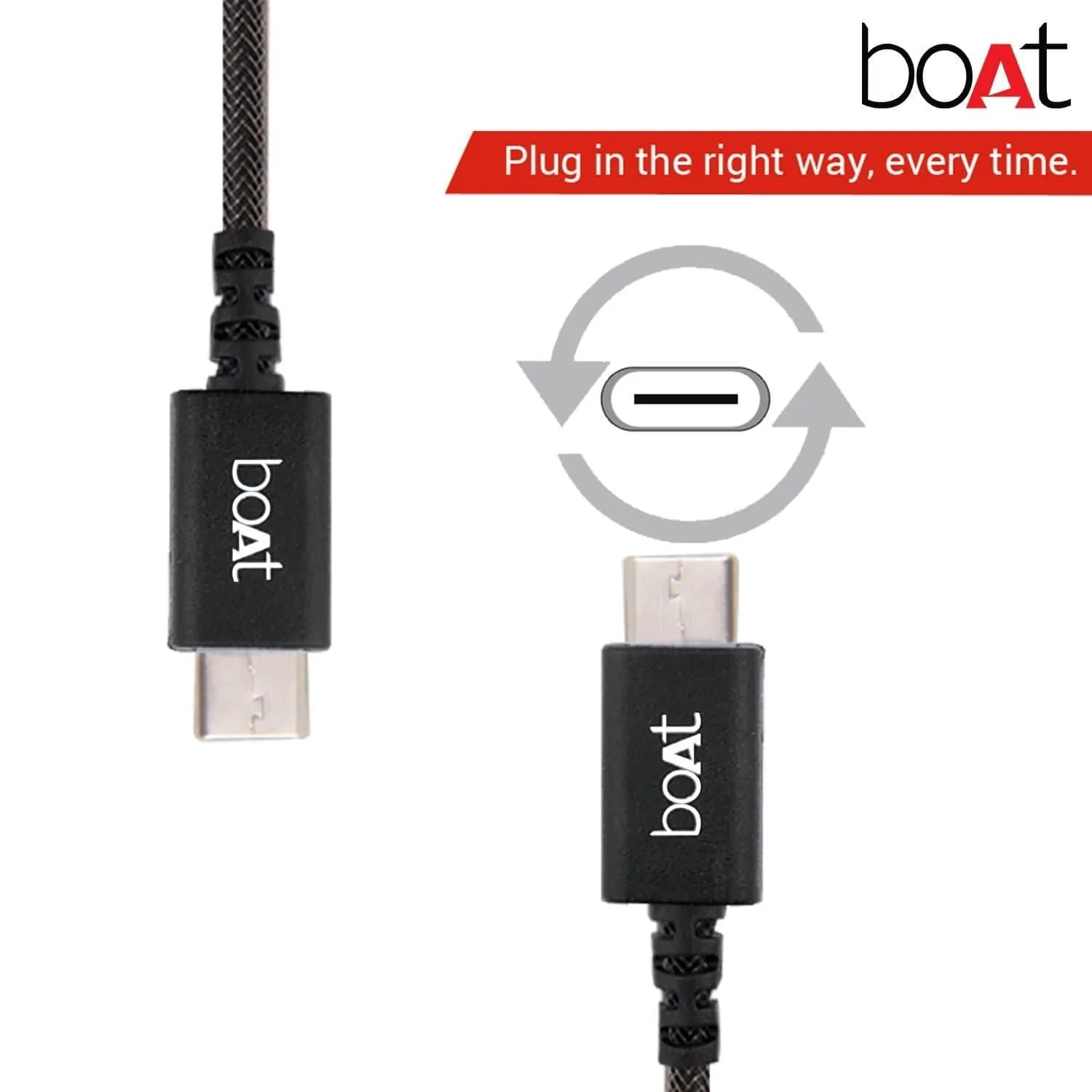 boAt A400 USB Type-C to USB-A 2.0 Male Data Cable, 2 Meter