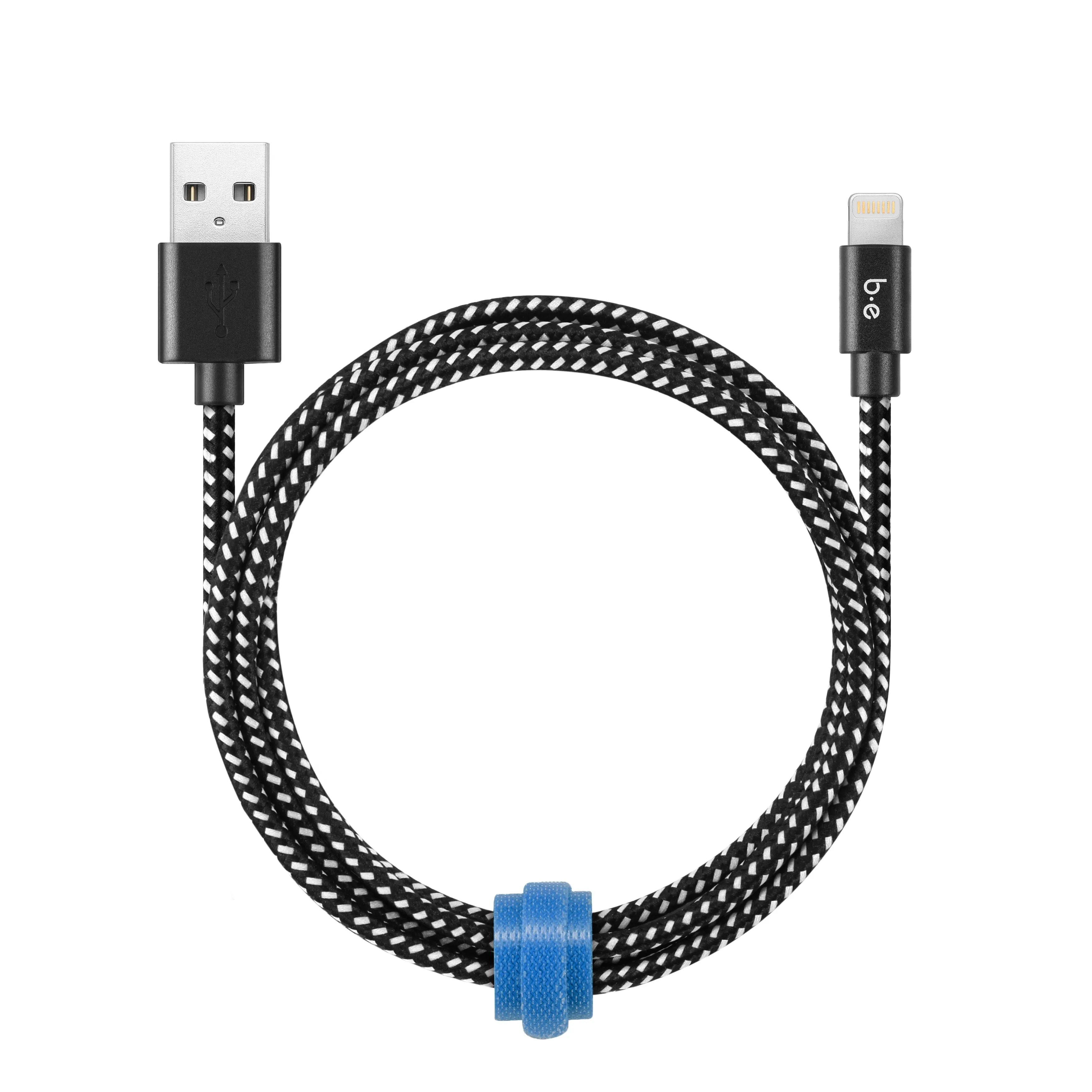 Braided Charge/Sync Lightning to USB-A Cable 4ft Zebra
