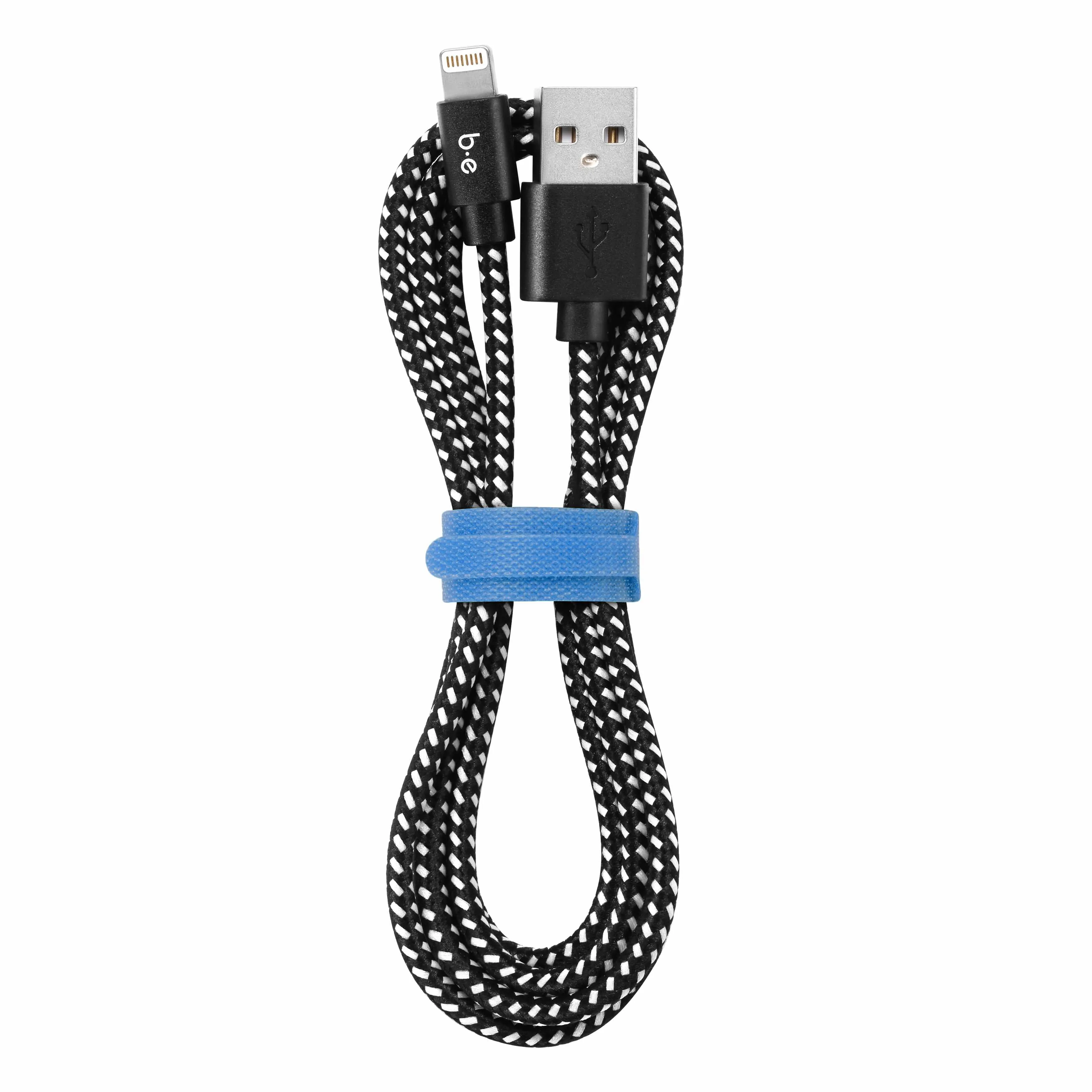 Braided Charge/Sync Lightning to USB-A Cable 4ft Zebra