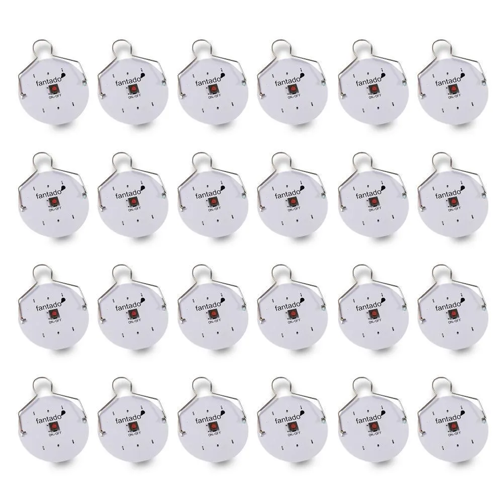 BULK PACK (24) LED Hanging Disk Light For Paper Lanterns, Warm White (Battery Powered)