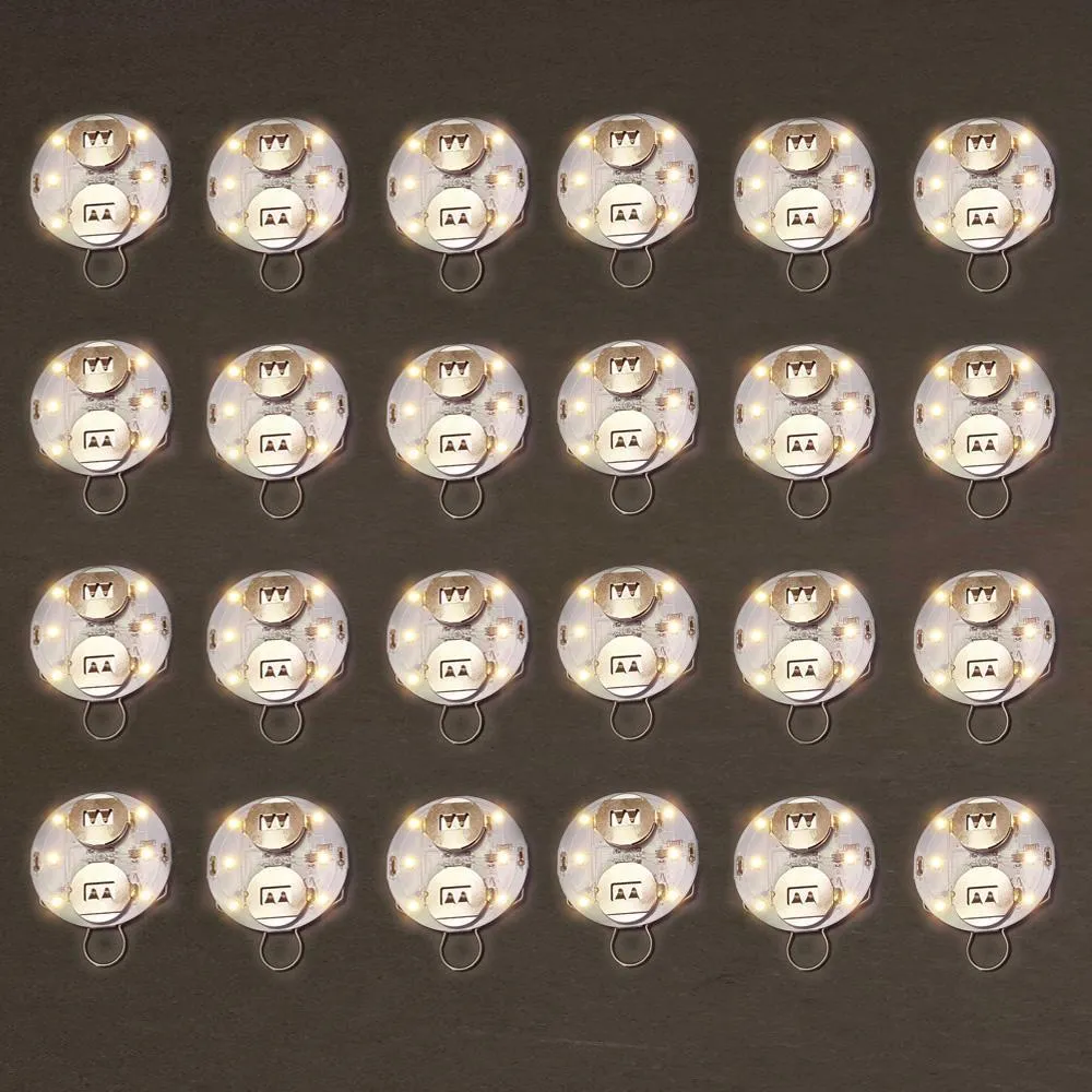 BULK PACK (24) LED Hanging Disk Light For Paper Lanterns, Warm White (Battery Powered)