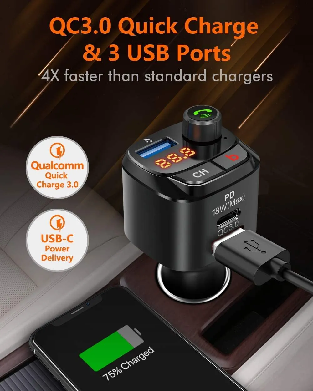 Car Wireless Bluetooth Mp3 Music Player Fm Transmitter Car
